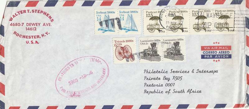 United States USA Cover - 1985 - Iceboat Pushcart Tricycle Locomotive Trains