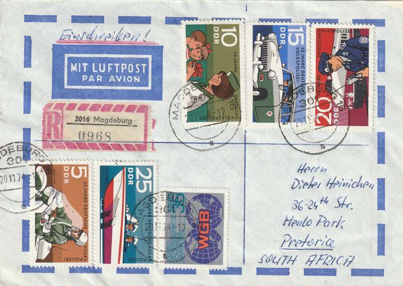 Germany DDR Cover Einschreiben Registered - 1970 1973 1968 - People's Police Trade Union Unions L