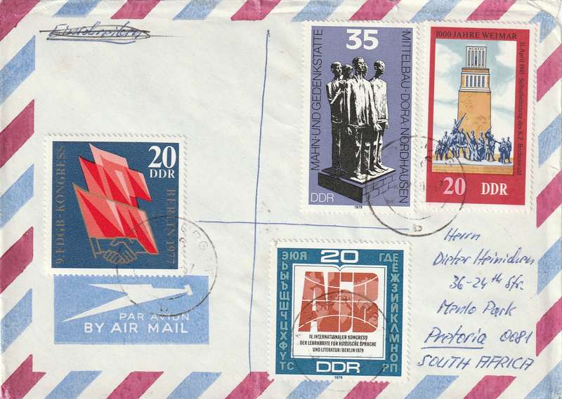 Germany DDR Cover Einschreiben Registered - 1977 1979 - Trade Union Unions Congress of Teachers Wor