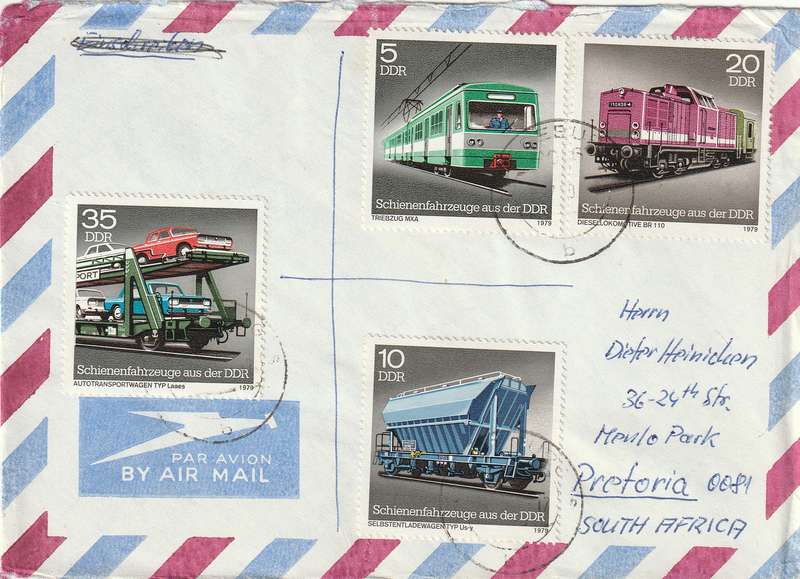 Germany DDR Cover Einschreiben Registered - 1979 - Railroad Cars Trains Locomotives Stamp Exhibitio