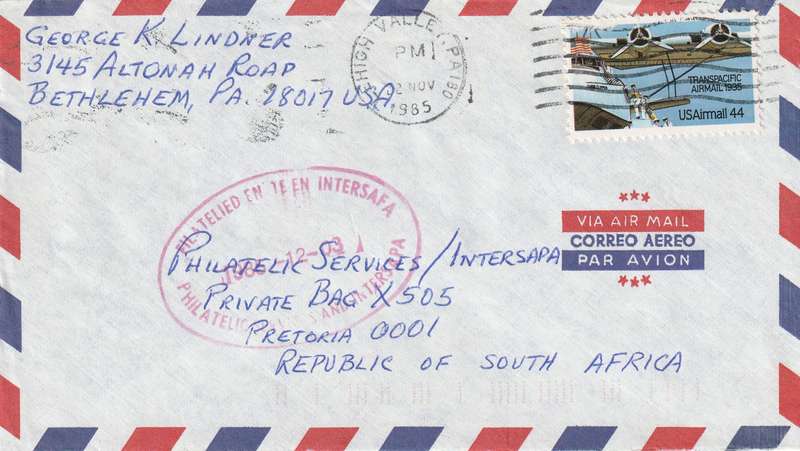 United States USA Cover - 1985 - Transpacific Airmail Air Mail Aviation