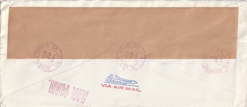 United States USA Registered Cover - 1985 - ATM Label FRAMA Beverly Hills