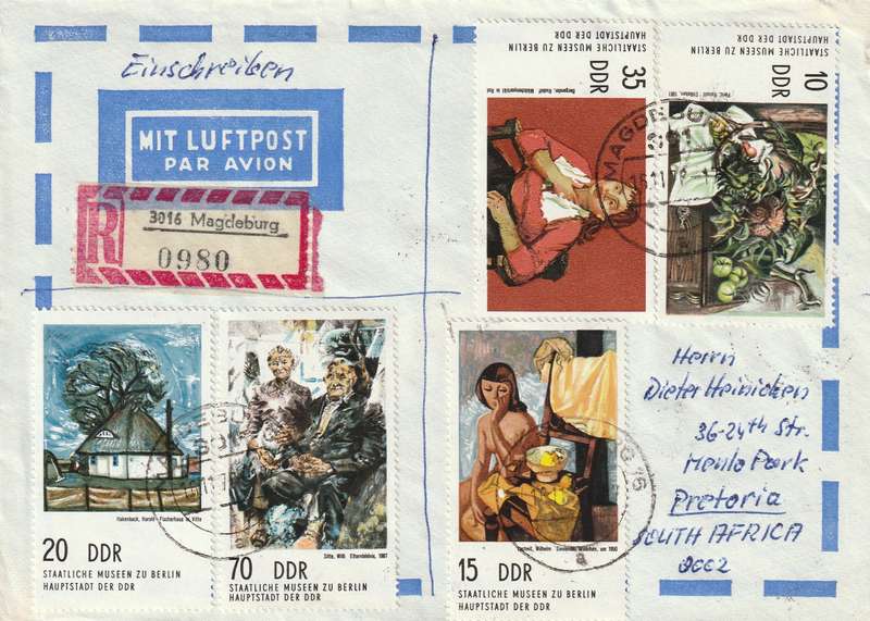Germany DDR Cover Einschreiben Registered - 1974 1975 - Warsaw Treaty War memorials Paintings in Be