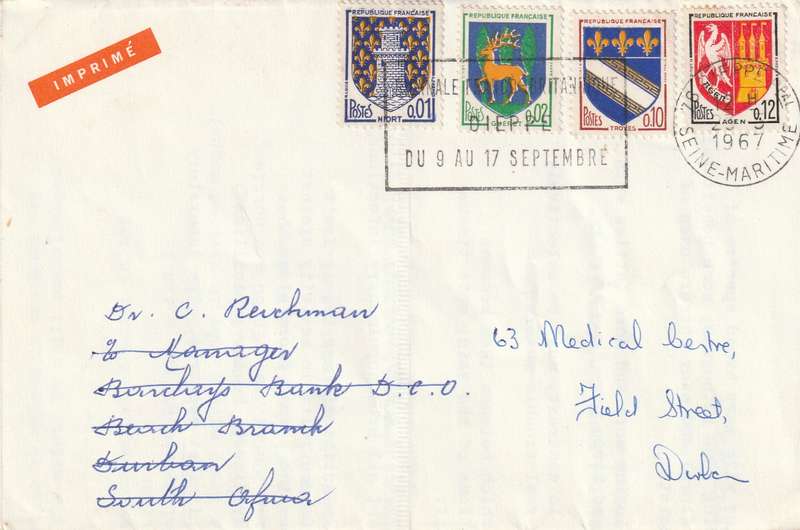 France Cover - 1962 1964 1967 Coat of Arms COA Niort Gueret Agen Tryes Slogan Seine Maritime