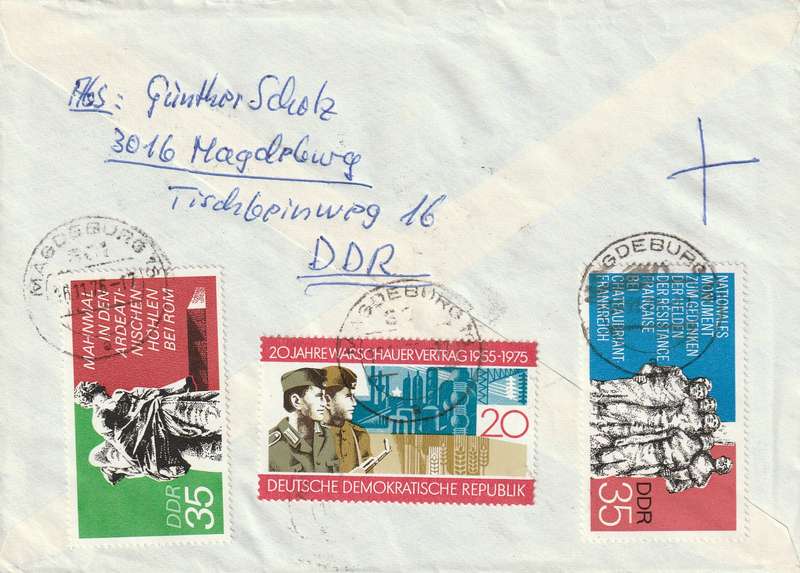 Germany DDR Cover Einschreiben Registered - 1974 1975 - Warsaw Treaty War memorials Paintings in Be