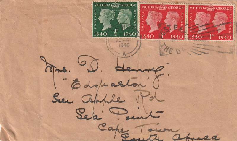 Great Britain Cover - 1940 - Victoria George VI Centenary of the postage stamp