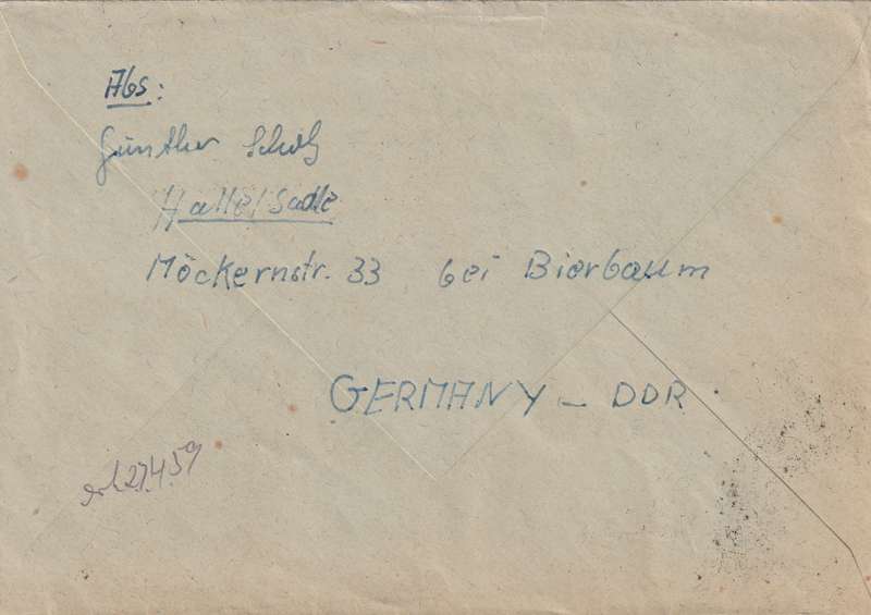 Germany DDR Cover Einschreiben Registered - 1959 - 5 years Youth Consecration ceremony Leipzig Thal