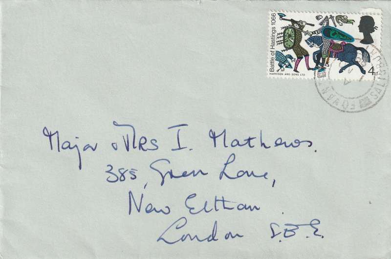 Great Britain Cover - 1966 - Battle of Hastings Slain Harold on horseback and knight with shield Ho