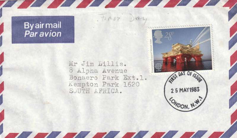 Great Britain Cover FDC - 1983 - Europa CEPT Engineering Achievements Emergency oilrig support