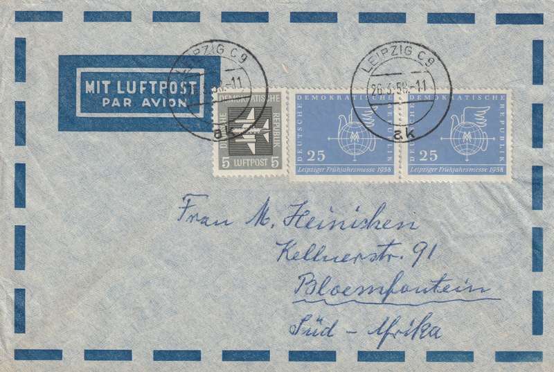 Germany DDR Cover - 1957 1958 - Leipzig Fair Airmail