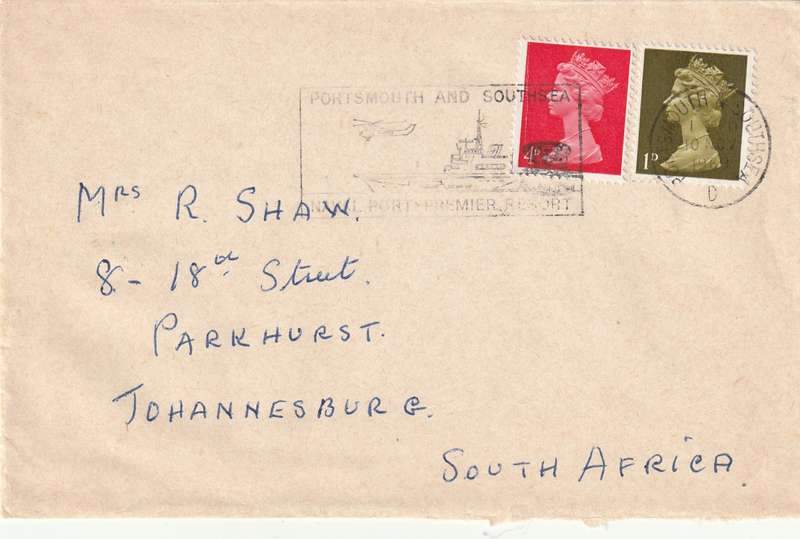 Great Britain Cover - 1969 - Machins Slogan Portsmouth and Southsea Naval Port Premier Resort Ships