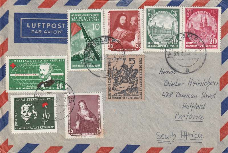 Germany DDR Cover - 1956 1957 - Red Cross Clara Zetkin Russian Revolution 750th Dresden Portaits