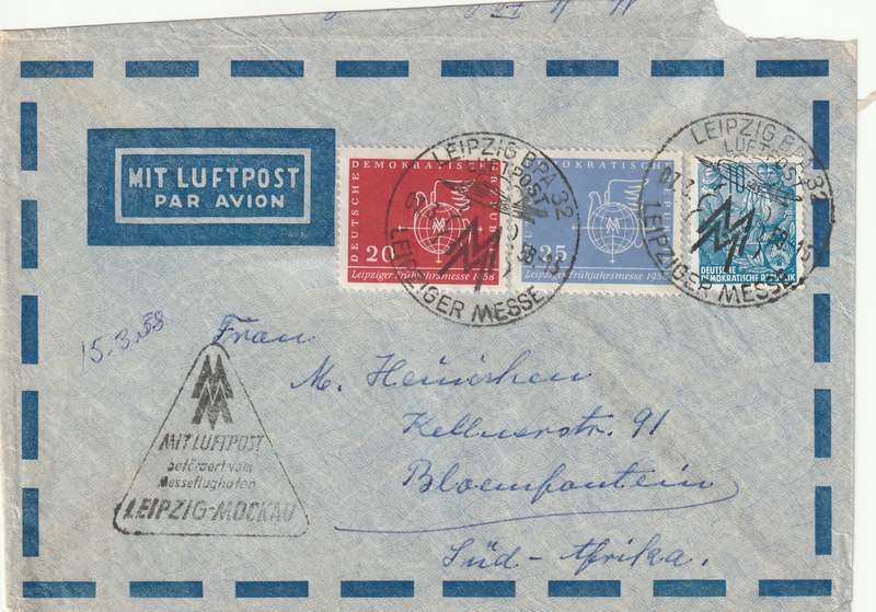 Germany DDR Cover - 1958 - Leipzig Fair Airmail Messeflughafen
