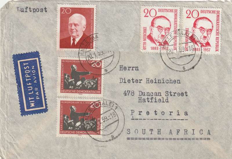 Germany DDR Cover - 1958 1959 - Pieck Nuschke Karl Liebknecht