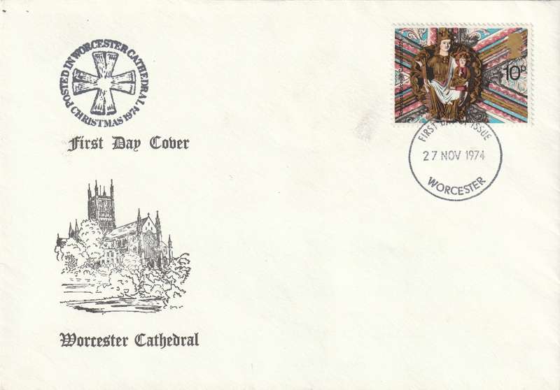 Great Britain Cover FDC - 1974 - Roof Bosses Virgin and Child Lady Chapel Worcester Cathedral