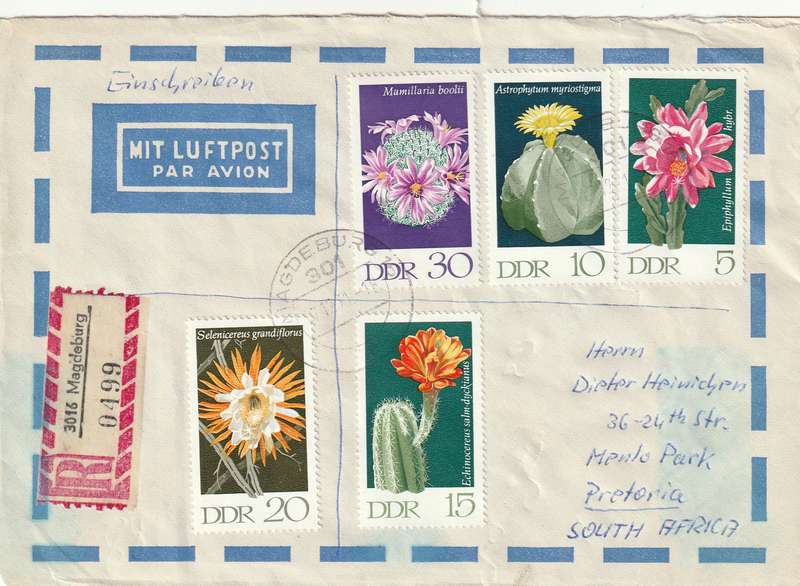Germany DDR Cover Einschreiben Registered - 1970 - Flowering Cactus Plants Flowers Flora Fairy Tale