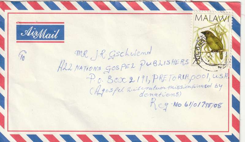 Malawi Cover - 1988 - Birds Green barbet