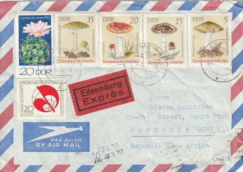 Germany DDR Eilsendung Express Cover - 1973 1974 - Poisonous European Mushrooms Peace and Socialism