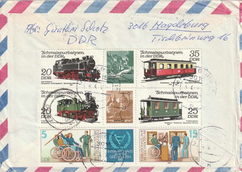 Germany DDR Cover Einschreiben Registered -1980 1981 1982- Autumn Flowers Railroads Railway Trains