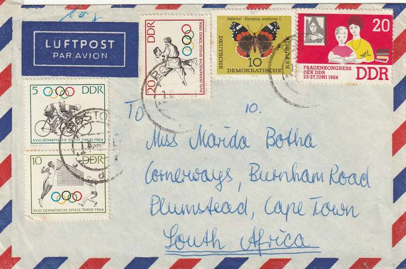 Germany DDR Cover - 1964 - Butterflies 18th Olympic Games Tokyo Congress of Women