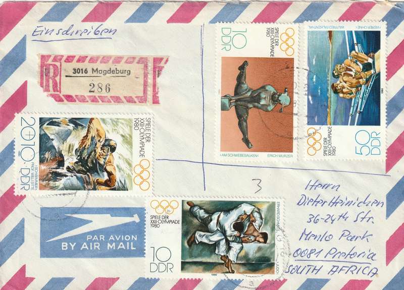 Germany DDR Cover Einschreiben Registered - 1980 - Winter Olympic Games Summer Olympic Games