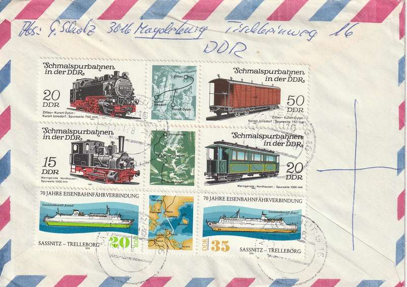 Germany DDR Cover Einschreiben Registered - 1983 - Cacti Flowers Narrow-Gauge Railroads Railway Tra