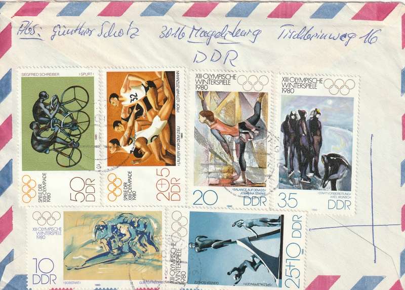 Germany DDR Cover Einschreiben Registered - 1980 - Winter Olympic Games Summer Olympic Games