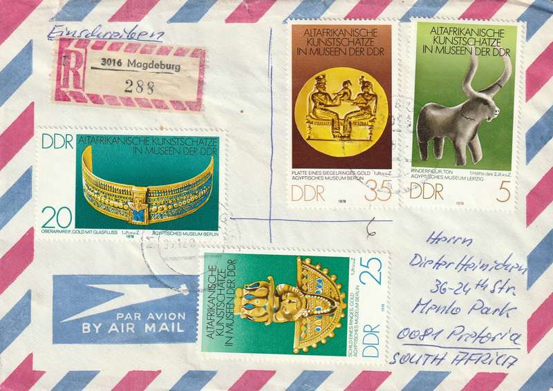 Germany DDR Cover Einschreiben Registered - 1978 1982 - Egyptian museums African Art Schulze Boysen
