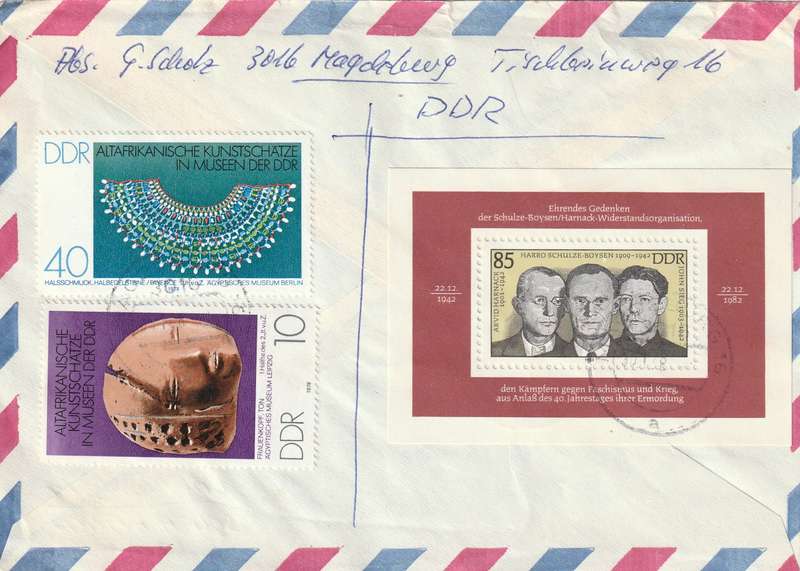 Germany DDR Cover Einschreiben Registered - 1978 1982 - Egyptian museums African Art Schulze Boysen