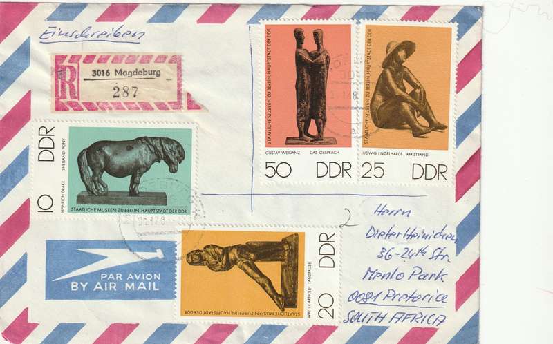 Germany DDR Cover Einschreiben Registered - 1976 1983 - Working-Class Brigade Small Sculptures