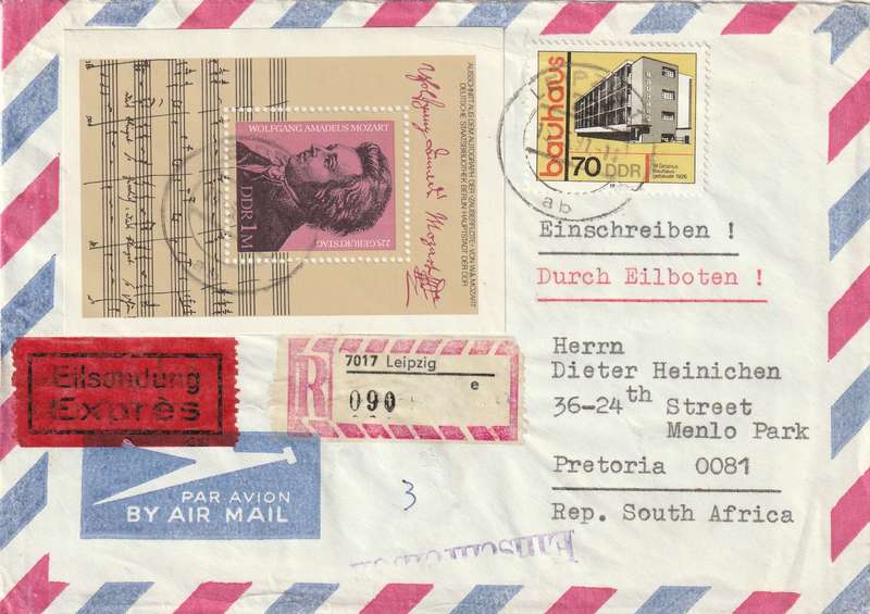 Germany DDR Eilsendung Express Einschreiben Registered Cover - 1981 - Mozart Bauhaus Architecture G