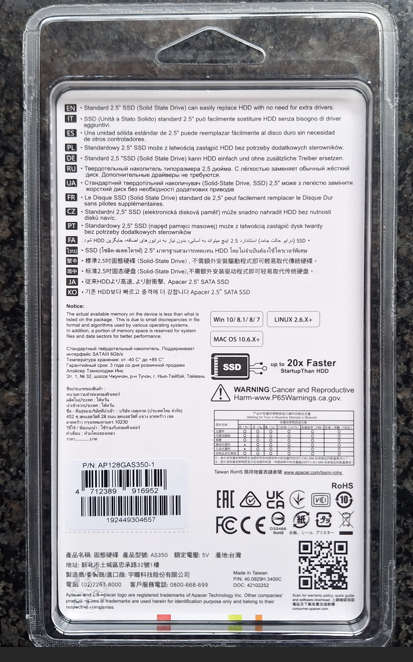 Apacer 2.5" SATA III 6Gb/s SSD - 128GB