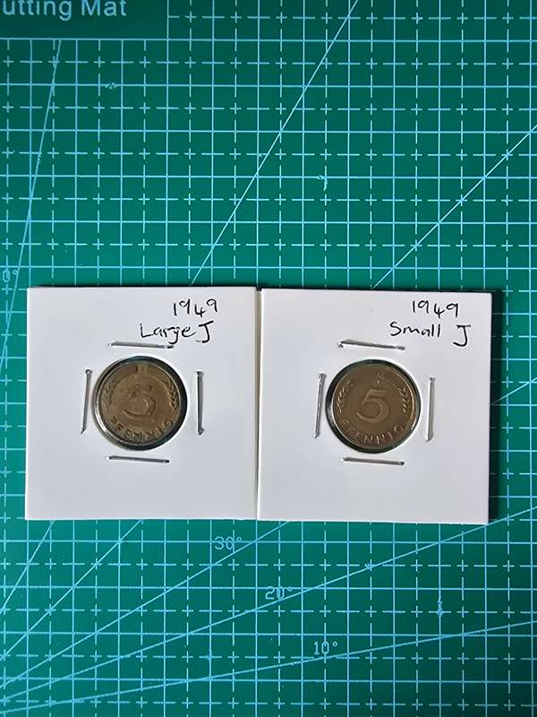 1949 5 Pfennigs ~ Bank of German States Small & Large "J"