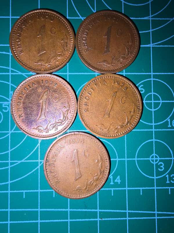 1970-1974 Rhodesia  1c set ~ 1974(mintage unknown)
