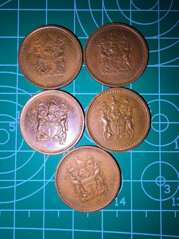 1970-1974 Rhodesia  1c set ~ 1974(mintage unknown)
