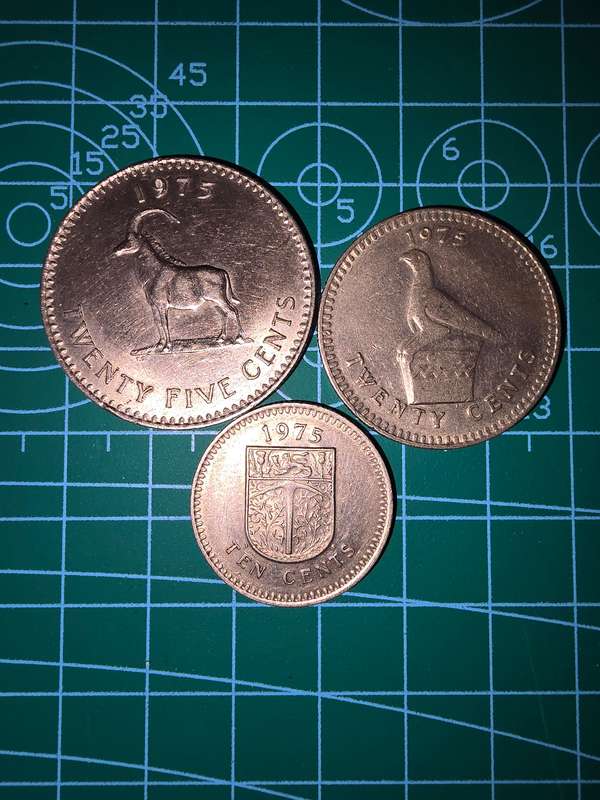 1975 Rhodesia ~ 10c, 20c & 25 cents