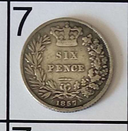 Great Britain 1857 Six Pence ~ Silver