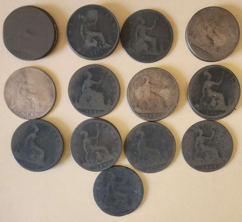 Great Britain ~ One Penny Victoria ~ 1874 to 1894 ~ 23 coins!!