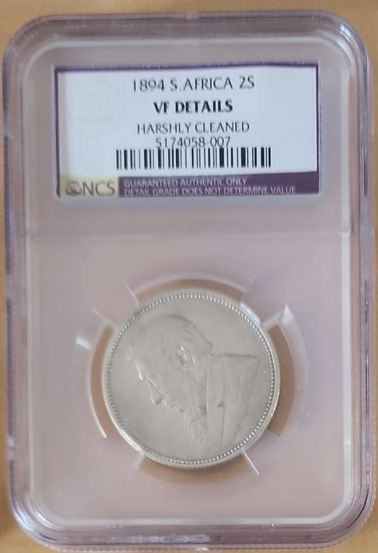 1894 2 Shilligs VF Details ~ Harshly Cleaned ~ ZAR