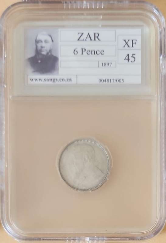 1897 6 Pence XF45 ~ ZAR