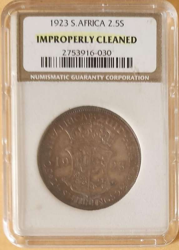 1923 Two and a Half Shillings (2.5S) Improperly Cleaned