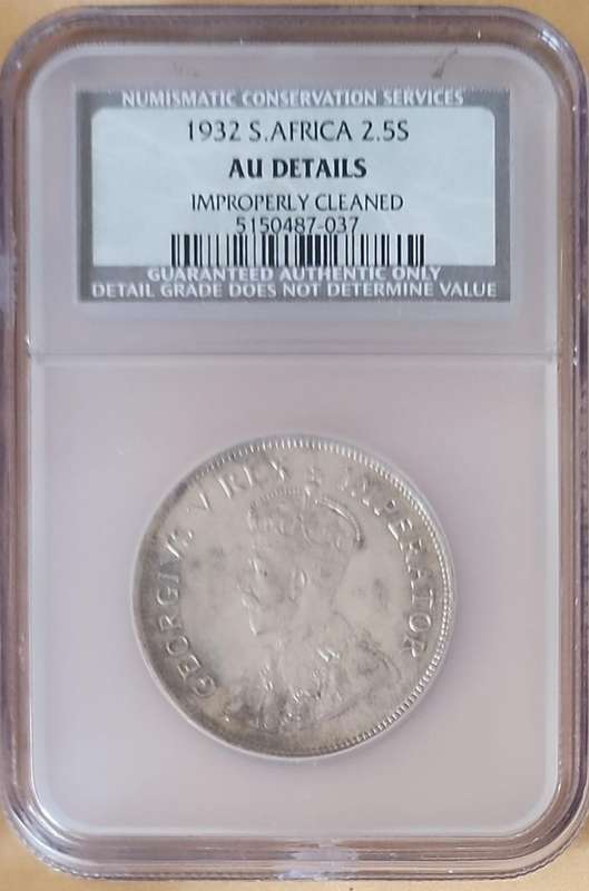 1932 Two and a Half Shillings (2.5S) AU Details - Impropertly Cleaned