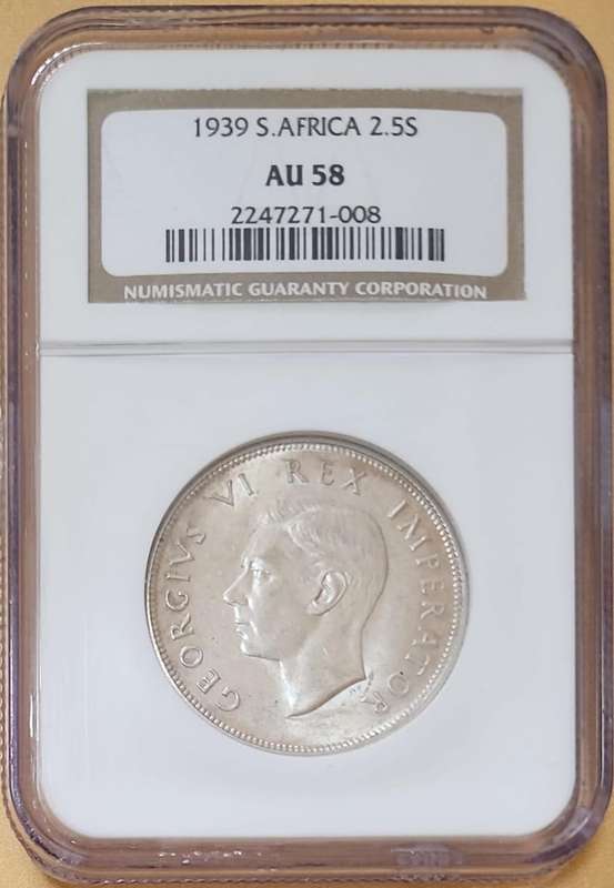 1939 Two and a Half Shillings (2.5s) AU58