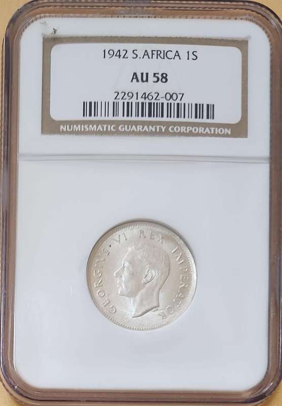 1942 One Shilling (1s) AU58