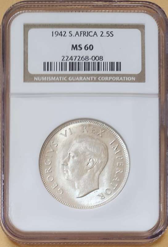 1942 Two and a Half Shillings (2.5s) MS60