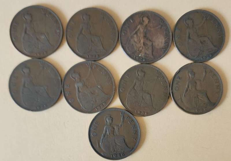One Penny 1928, 1929, 1936, 1940 & 1947