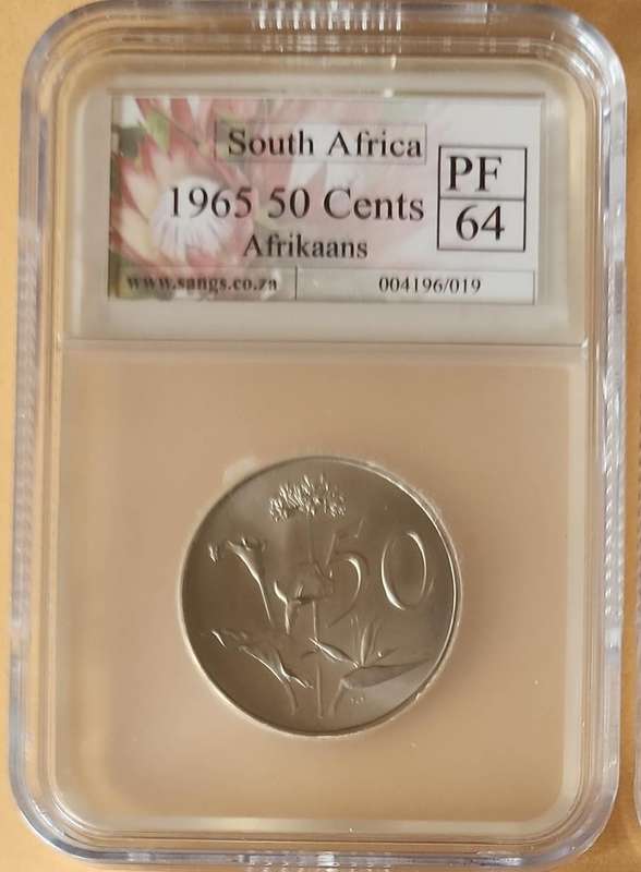 1965 50 Cents ( 50c ) AFRIKAANS PF64