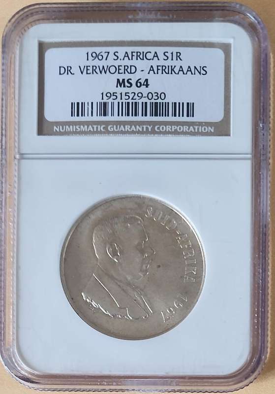 1967 R1 Silver ~ Rd Verwoerd - Afrikaans MS64