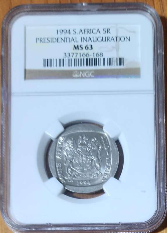 1994 MS63 5 (FIVE) RAND ~ Presidential Inauguration Rare Error ~ with rotated die