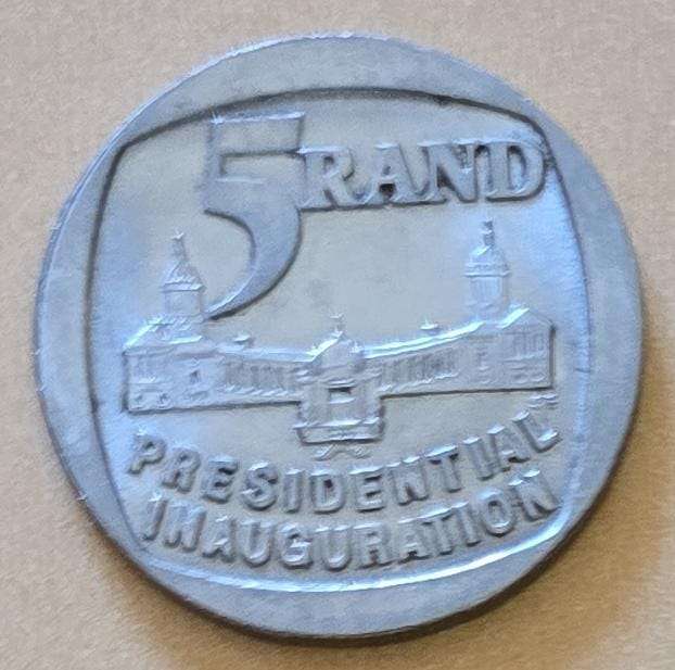 1994 R5 ~ Presidential Inauguration ~ error coin struck on top of Inauguration R5 and Coat of Arms